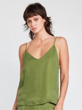 Sage Green V-Neck Spaghetti Strap Cami Top